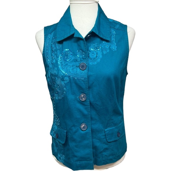 Chico’s Beaded Embroidered Vest - Picture 1 of 6